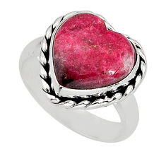 6.16cts solitaire thulite (unionite, pink zoisite) 925 silver ring size 6 y77647