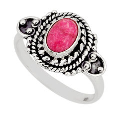 1.53cts solitaire thulite (unionite, pink zoisite) silver ring size 6.5 y76852