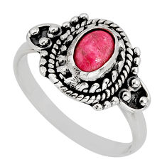 1.39cts solitaire thulite (unionite, pink zoisite) silver ring size 7.5 y80157