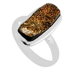 6.01cts solitaire titanium druzy 925 sterling silver ring jewelry size 10 n22208