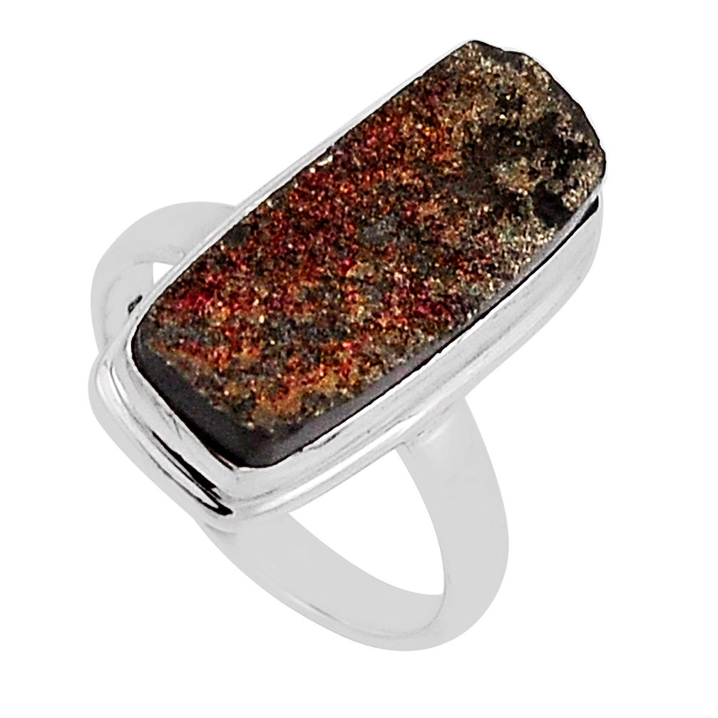 6.33cts solitaire titanium druzy baguette 925 silver ring jewelry size 6 n22187
