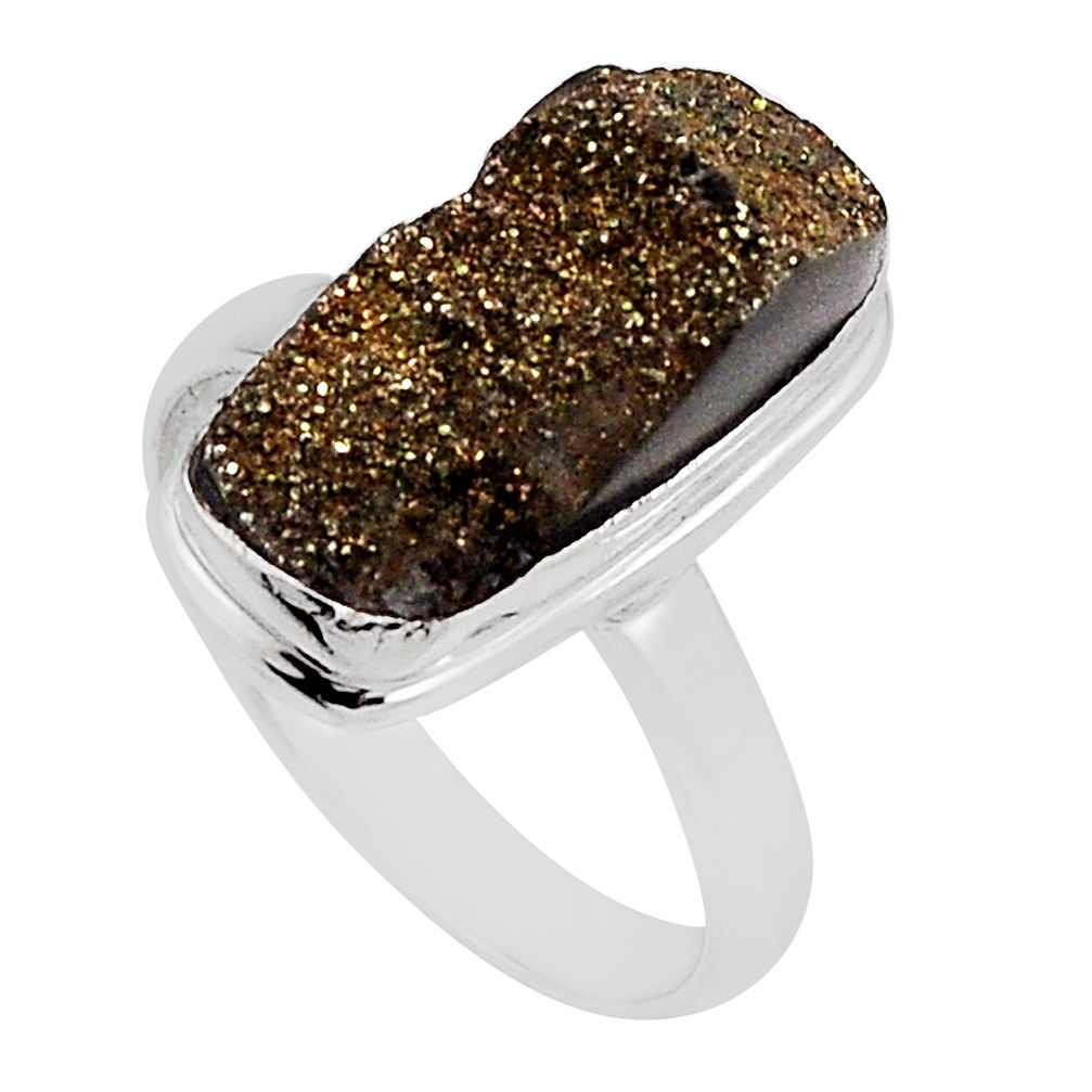 7.06cts solitaire titanium druzy baguette sterling silver ring size 8.5 n22186