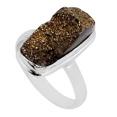7.06cts solitaire titanium druzy baguette sterling silver ring size 8.5 n22186