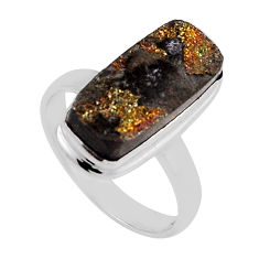 7.12cts solitaire titanium druzy baguette sterling silver ring size 8.5 n22194