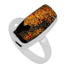 6.04cts solitaire titanium druzy baguette sterling silver ring size 8.5 n22225