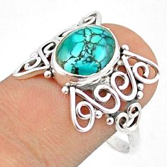 3.93cts solitaire turquoise tibetan 925 silver butterfly ring size 9.5 u27340