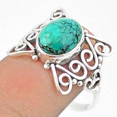3.93cts solitaire turquoise tibetan 925 silver butterfly ring size 8.5 u27342