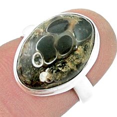 9.16cts solitaire turritella fossil snail agate 925 silver ring size 5.5 u47658