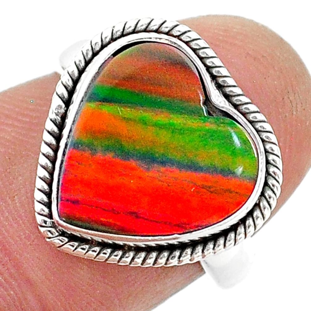 3.83cts solitaire volcano aurora opal (lab) sterling silver ring size 6 t23377