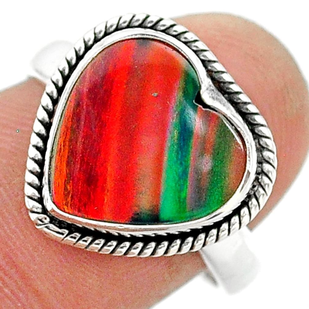 3.98cts solitaire volcano aurora opal (lab) sterling silver ring size 8 t23374