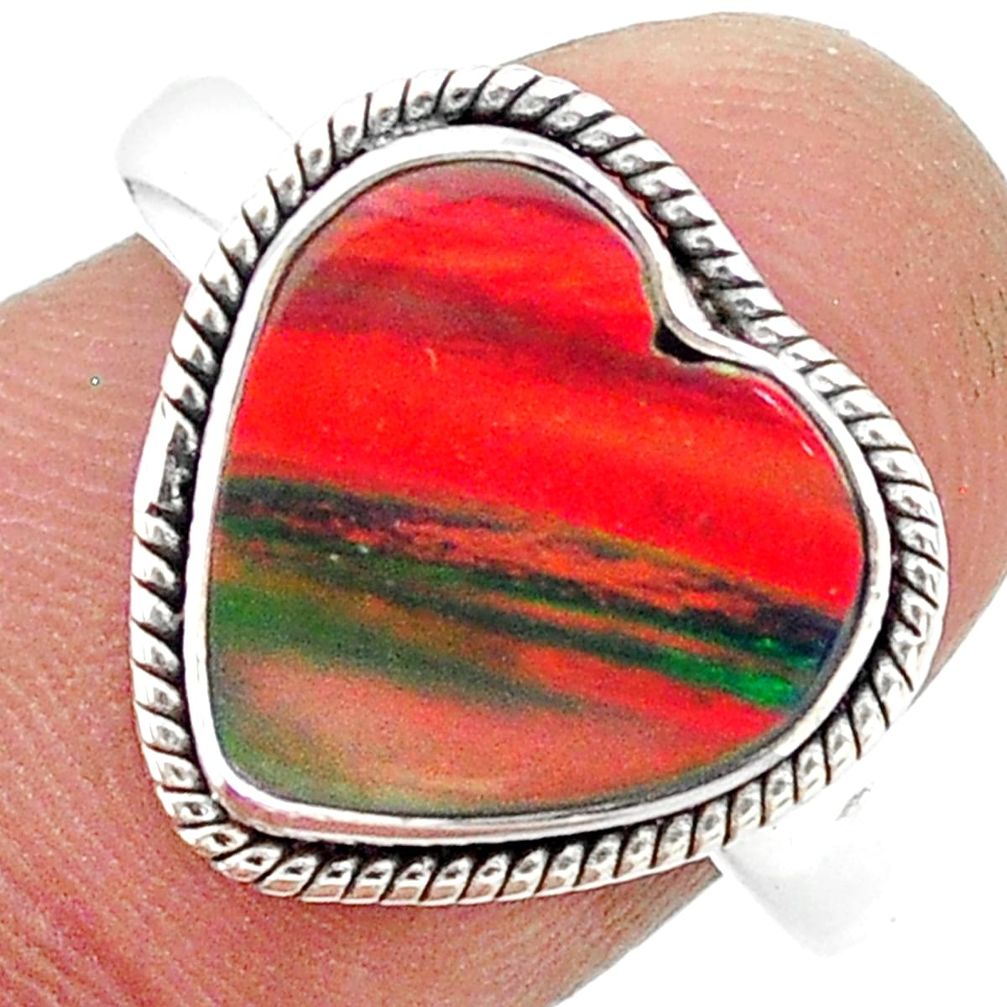 4.26cts solitaire volcano aurora opal (lab) sterling silver ring size 9 t23369