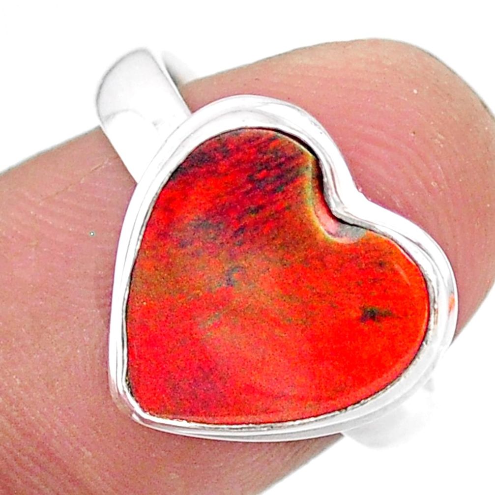 3.73cts solitaire volcano aurora opal (lab) heart silver ring size 7.5 t25013