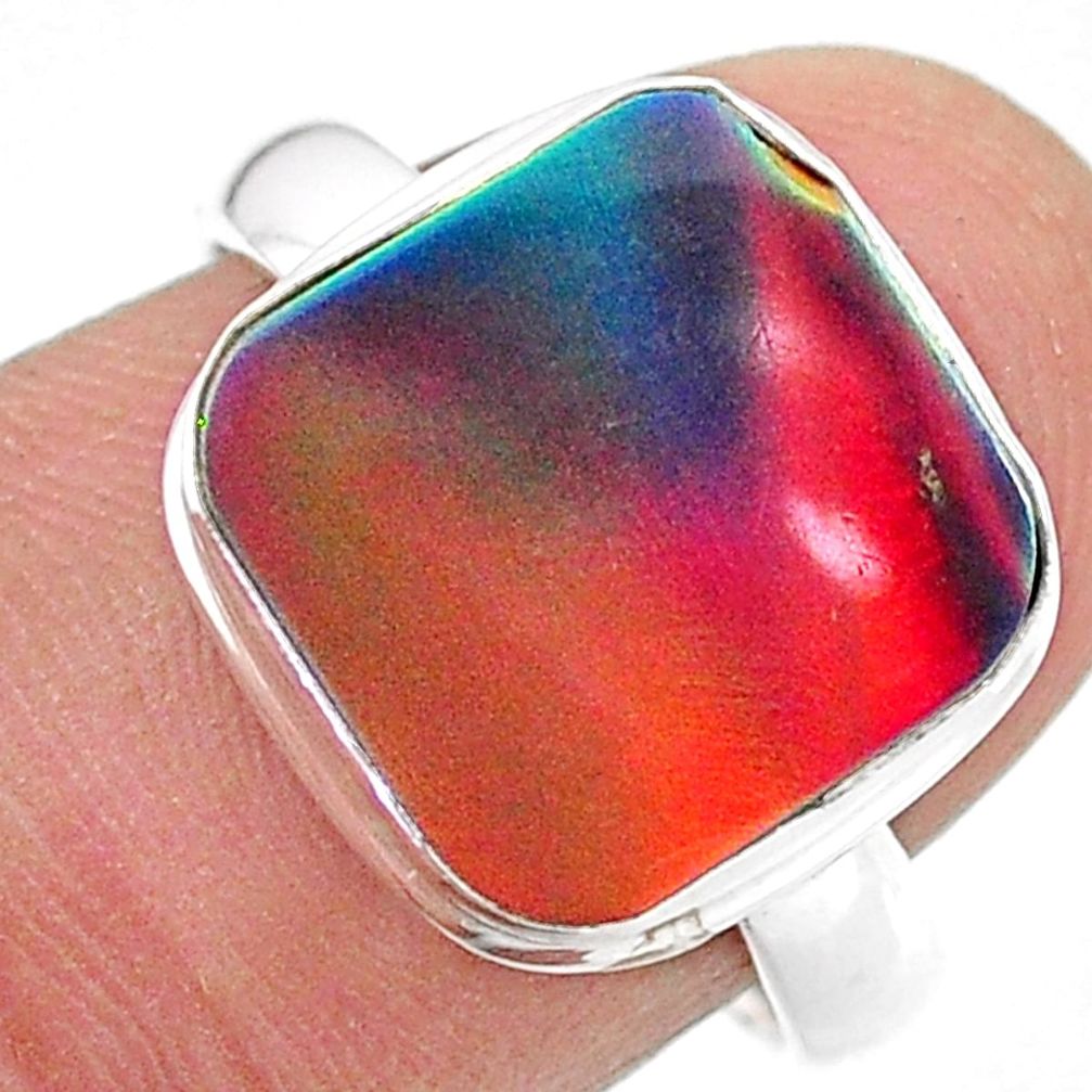 3.32cts solitaire volcano aurora opal lab sterling silver ring size 7.5 t24992