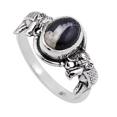 1.98cts solitaire white buffalo turquoise 925 silver elephant ring size 6 n50870