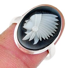 5.73cts solitaire white indian head cameo 925 silver ring jewelry size 7 y25222