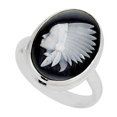 9.54cts solitaire white lady cameo 925 sterling silver ring size 7.5 y49650