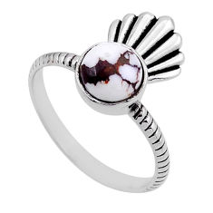 2.27cts solitaire white wild horse magnesite round silver ring size 8.5 n49877