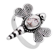 1.43cts solitaire white wild horse magnesite silver dragonfly ring size 6 n50905