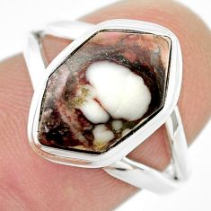 5.54cts solitaire wild horse magnesite 925 silver hexagon cocktail ring size 7 u44322