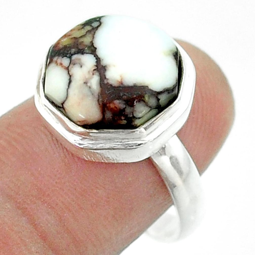 6.04cts solitaire wild horse magnesite 925 silver hexagon ring size 8 t55942