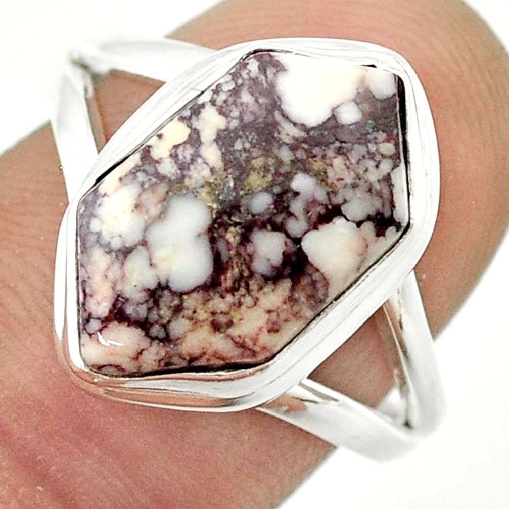 6.64cts solitaire wild horse magnesite 925 silver hexagon cocktail ring size 8 u44360