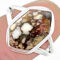 7.19cts solitaire wild horse magnesite 925 silver hexagon cocktail ring size 8.5 u44328