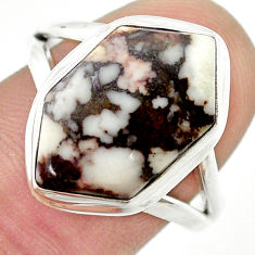 7.73cts solitaire wild horse magnesite 925 silver hexagon ring size 8.5 u44361