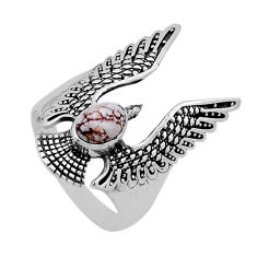1.51cts solitaire wild horse magnesite silver eagle wing ring size 8.5 n50855