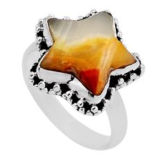 7.54cts solitaire yellow botswana agate silver star fish ring size 7.5 n26280