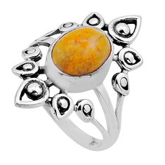 3.09cts solitaire yellow bumble bee australian jasper silver ring size 6 n50891