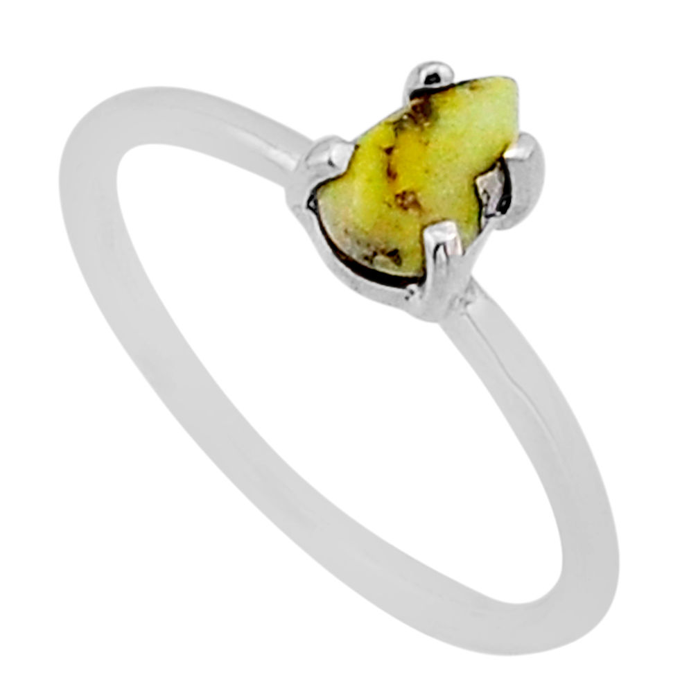 1.40cts solitaire yellow bumble bee australian jasper silver ring size 6 n53110