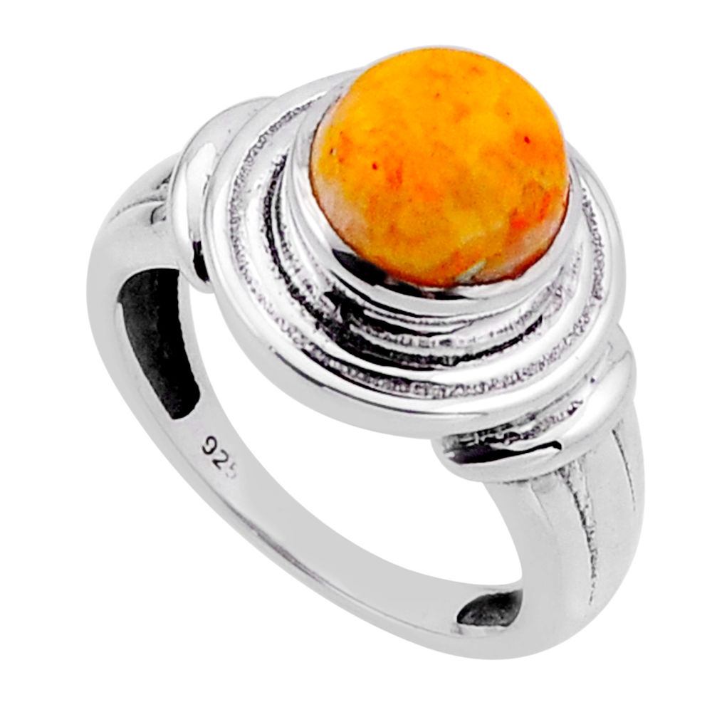 3.34cts solitaire yellow bumble bee australian jasper silver ring size 6 n54818