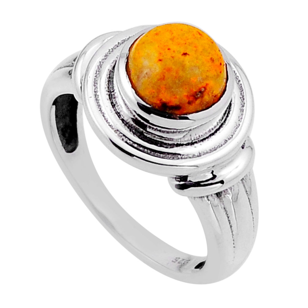 3.64cts solitaire yellow bumble bee australian jasper silver ring size 8 n54816