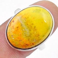 16.94cts solitaire yellow bumble bee australian jasper silver ring size 8 u47500