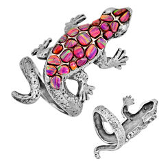 4.65cts southwestern australian opal silver lizard ring jewelry size 9.5 c32613