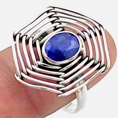 2.08cts spider web natural blue sapphire 925 sterling silver ring size 8 t62383