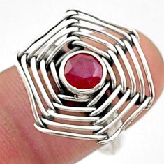 1.27cts spider web natural red ruby 925 sterling silver ring size 7.5 t62397