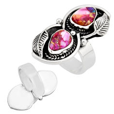 5.71cts spiny oyster arizona turquoise 925 silver adjustable ring size 6 c33320