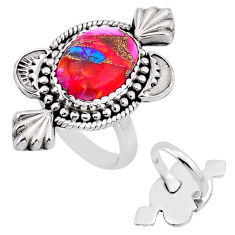 6.83cts spiny oyster arizona turquoise 925 silver adjustable ring size 9 n54141