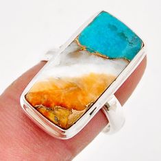 11.21cts spiny oyster arizona turquoise 925 sterling silver ring size 7 y25408