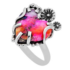 9.13cts spiny oyster arizona turquoise heart 925 silver ring size 7.5 n34141