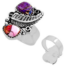 7.58cts spiny oyster arizona turquoise silver adjustable ring size 7.5 c32993