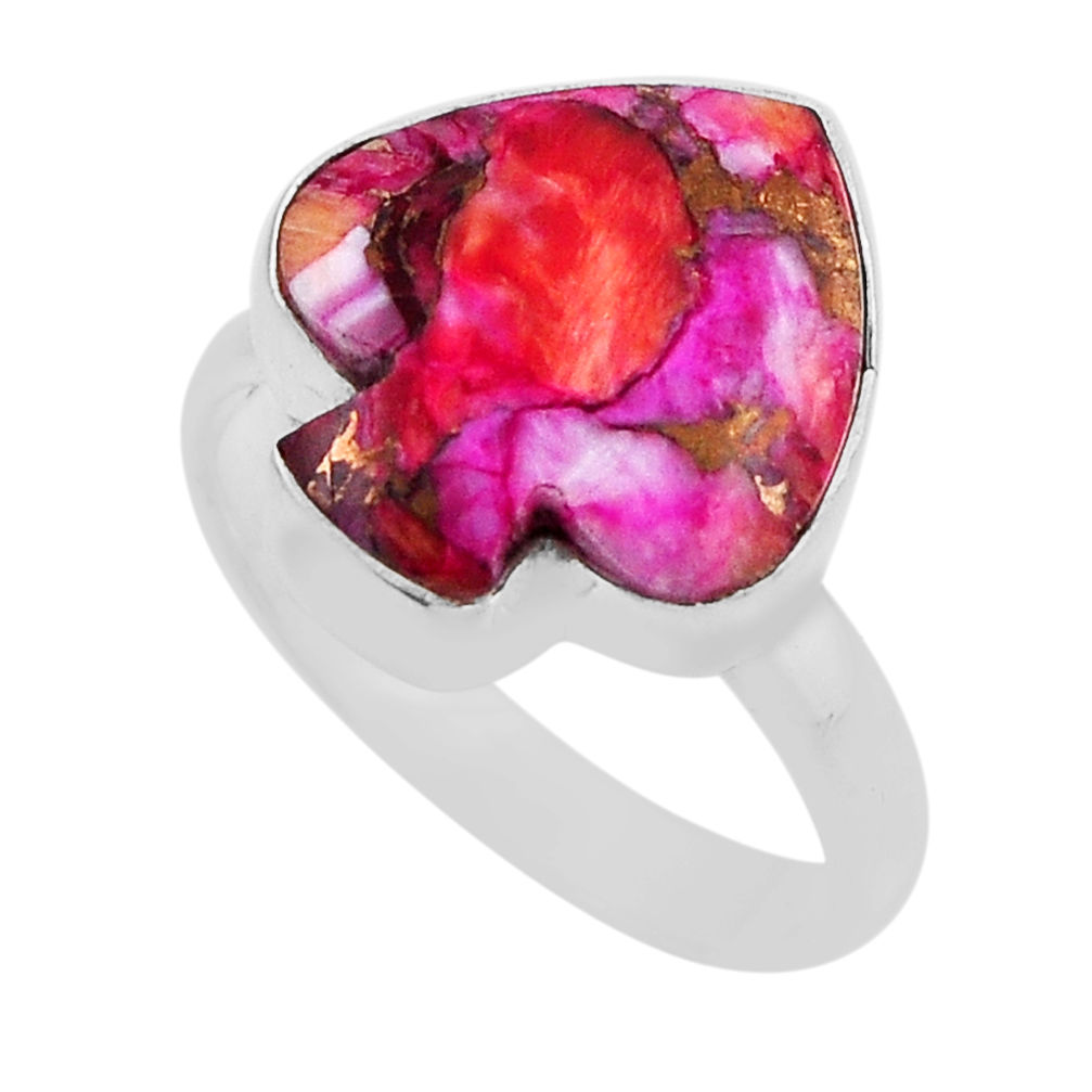 8.69cts spiny oyster arizona turquoise silver thunderbolt ring size 8.5 n26668