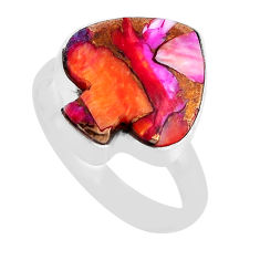 8.77cts spiny oyster arizona turquoise silver thunderbolt ring size 8.5 n26675