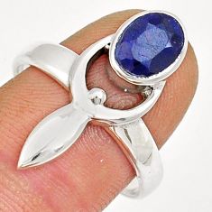2.04cts spirit healer natural blue sapphire oval 925 silver ring size 9 y13163