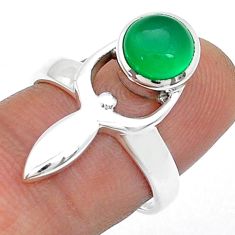 2.44cts spirit healer natural green chalcedony 925 silver ring size 7 u75974