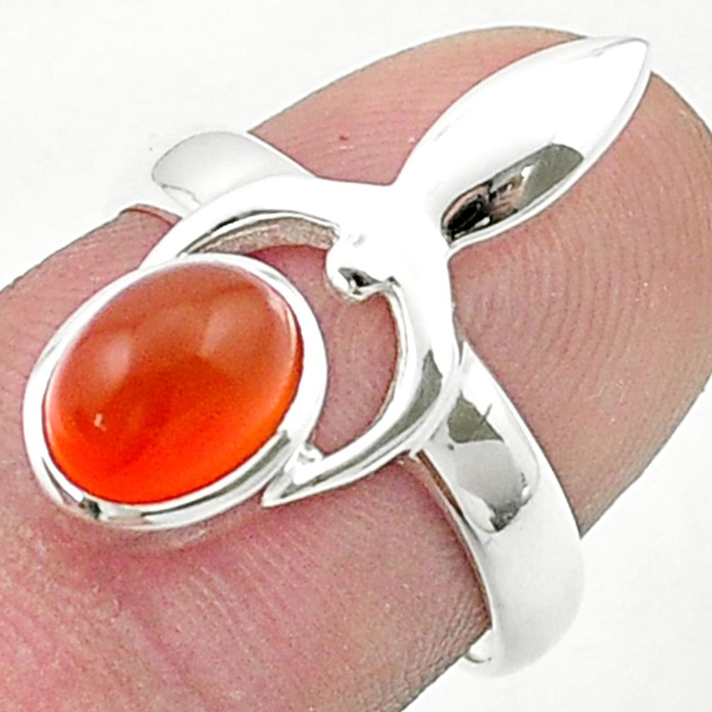 2.01cts spirit healer natural orange cornelian 925 silver ring size 7 u36981