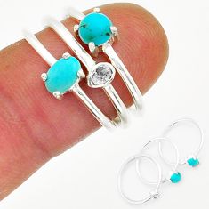 2.44cts stackable blue sleeping beauty turquoise silver 3 rings size 7 y13906