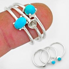 2.51cts stackable blue sleeping beauty turquoise silver 3 rings size 9 y13936