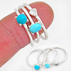 2.57cts stackable blue sleeping beauty turquoise silver 3 rings size 7.5 y18465